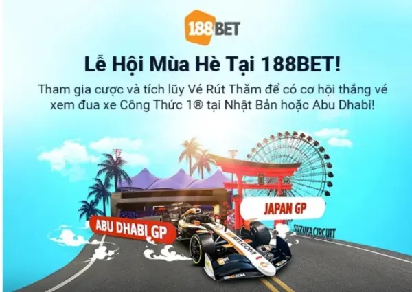 Cơ hội xem Đua xe công thức 1 với khuyến mãi 188BET - Lễ Hội Mùa Hè